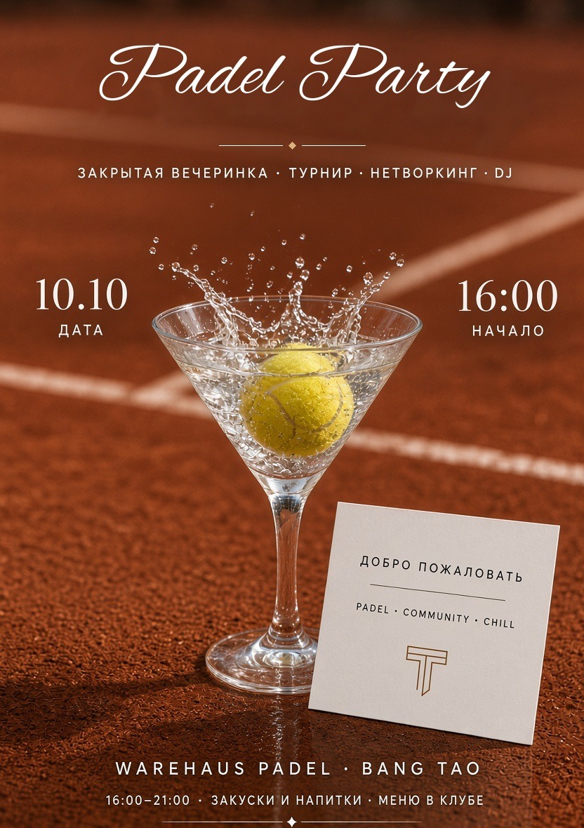 Padel Party — 10 октября, Warehaus Padel, Bang Tao